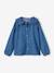 Denim Blouse with Maxi Ruffled Peter Pan Collar, for Girls stone 