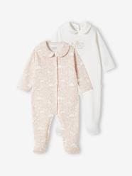 Baby-Pyjamas-Pack of 2 "Animals" Sleepsuits in Organic Cotton for Baby Girls