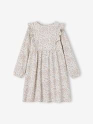 Girls-Floral Print Dress with Ruffled Sleeves for Girls
