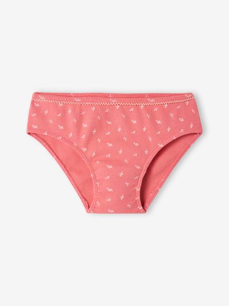 Pack of 5 Fancy Briefs in Rib Knit for Girls - nude pink, Girls