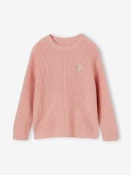 Girls-Cardigans, Jumpers & Sweatshirts-Rib Knit Jumper with Iridescent Patch, for Girls