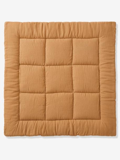 Dual Fabric Floor/Playpen Mat, Plain ochre+olive+taupe 