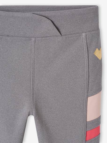 Sports Leggings in Techno Fabric with Fancy Details on the Side for Girls marl grey 