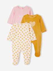 -Pack of 3 Velour Sleepsuits for Babies, BASICS
