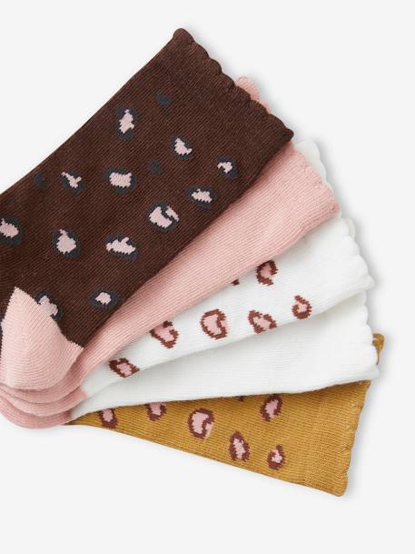 Pack of 5 Pairs of 'Wild' Socks for Girls chocolate 