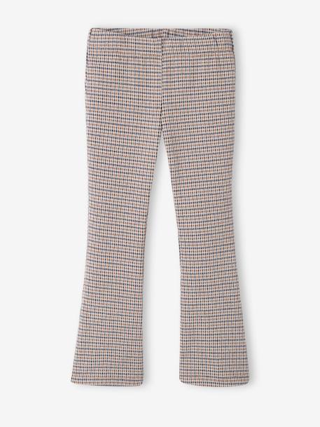 Leggings with Prince of Wales Checks & Flared Hems, for Girls brown 