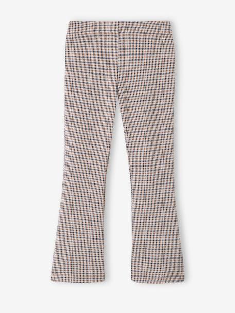 Leggings with Prince of Wales Checks & Flared Hems, for Girls brown 