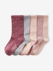 -Pack of 5 Pairs of Dotted Socks for Girls