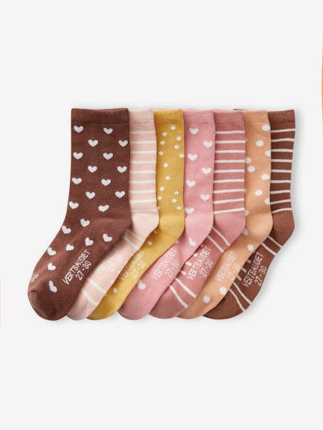 Pack of 7 Pairs of Weekday Socks for Girls ecru+hazel 