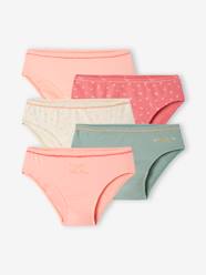 Girls-Underwear-Pack of 5 Fancy Briefs in Rib Knit for Girls
