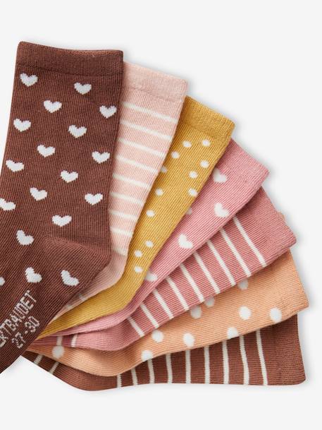 Pack of 7 Pairs of Weekday Socks for Girls ecru+hazel 