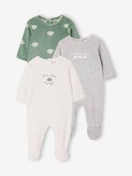 Baby-Pyjamas-Pack of 3 Velour Sleepsuits for Babies, BASICS