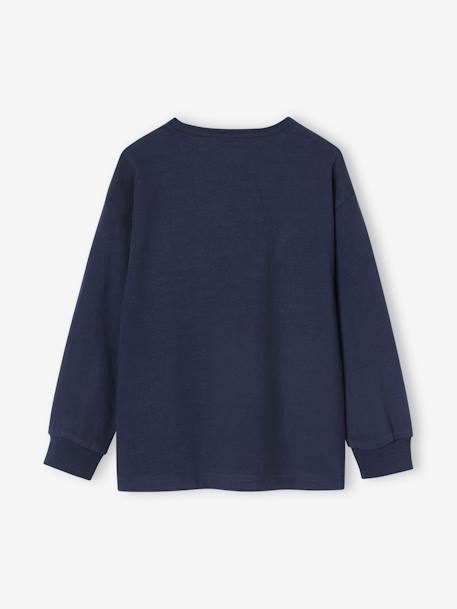 Thick Top with Message in Bouclé, for Boys navy blue 