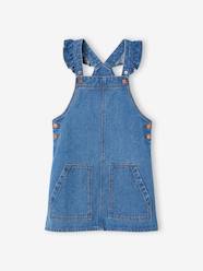 Girls-Dresses-Denim Dungaree Dress with Frilly Straps for Girls
