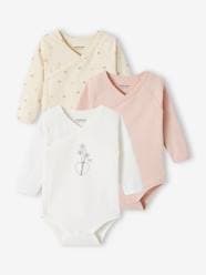 Baby-Pack of 3 "Bouquets" Long Sleeve Bodysuits for Newborn Babies
