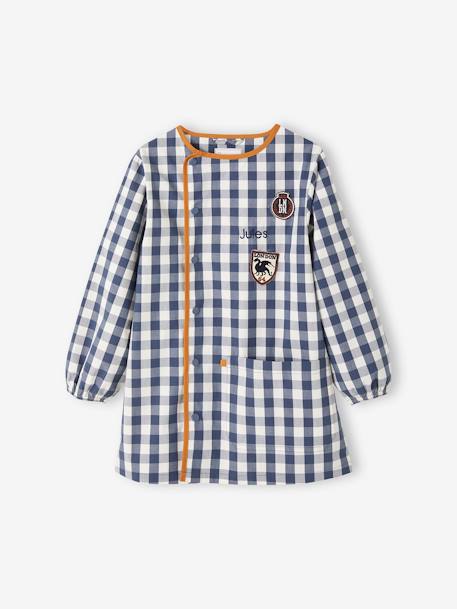 Chequered Smock for Boys grey blue 