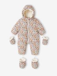 Baby-Outerwear-Floral Pramsuit with Polar Fleece Lining for Babies