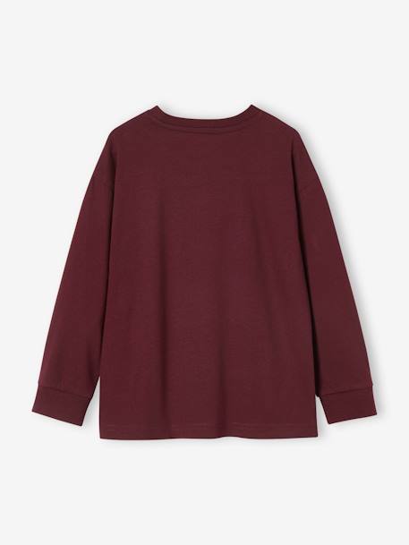 Long Sleeve Top with Cool Motif on the Chest for Boys bordeaux red 