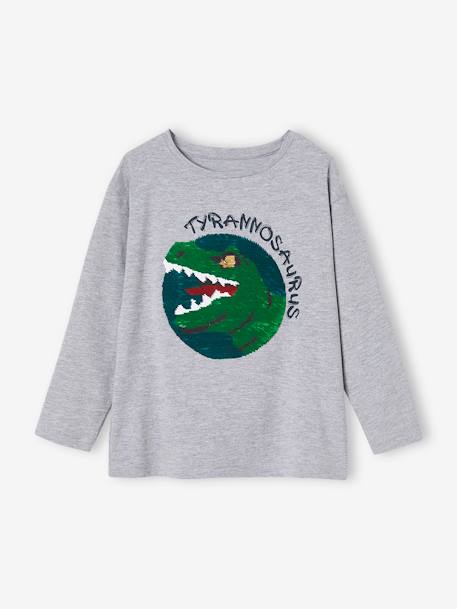 Astronaut Top with Reversible Sequins for Boys GREY DARK SOLID WITH DESIGN+marl grey 