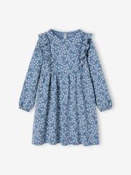 Floral Print Dress with Ruffled Sleeves for Girls