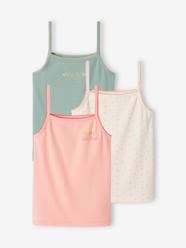 Girls-Pack of 3 Fancy Strappy Rib Knit Tops for Girls