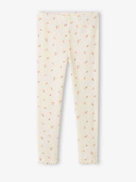Pyjamas with Openwork Knit & Floral Print, for Girls ecru 