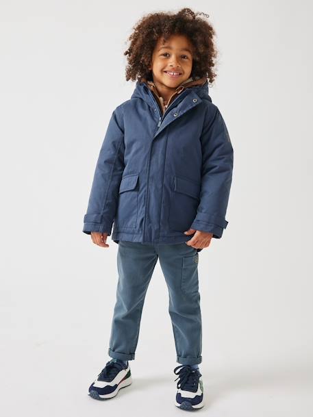 3-in-1 Parka with Removable Bodywarmer for Boys BLUE MEDIUM SOLID WITH DESIGN+BROWN DARK SOLID WITH DESIGN+electric blue+GREEN MEDIUM SOLID WITH DESIG 