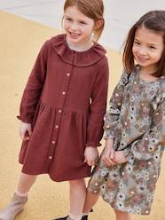 Girls-Dresses-Buttoned Dress in Cotton Gauze for Girls