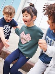 Girls-Cardigans, Jumpers & Sweatshirts-Sweatshirts & Hoodies-Sports Combo: Fleece Sweatshirt + Leggings in Techno Fabric, for Girls