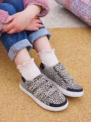 Shoes-Girls Footwear-Trainers-Hook-and-Loop Trainers in Fancy Leather for Girls