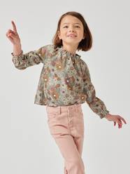 Girls-Blouses, Shirts & Tunics-Floral Blouse in Needlecord Fabric for Girls