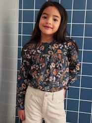 Girls-Floral Blouse with Ruffled Sleeves for Girls