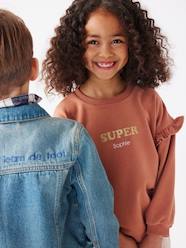 Girls-Cardigans, Jumpers & Sweatshirts-Ruffled Sweatshirt for Girls