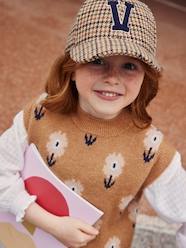 Girls-Accessories-Winter Hats, Scarves, Gloves & Mittens-Warm Chequered Cap for Girls