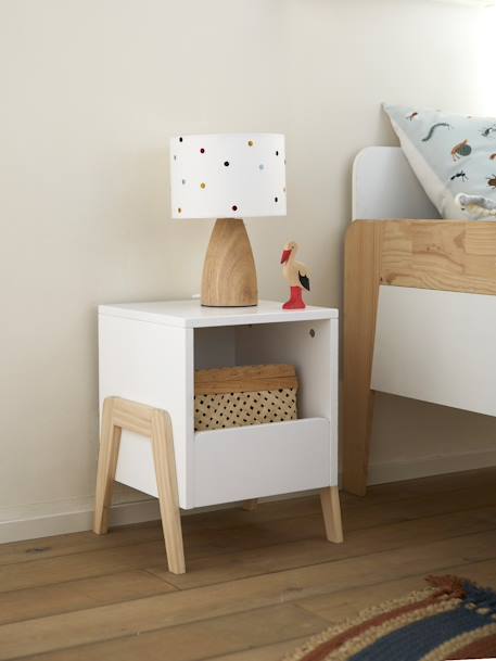 Bedside Table for Kids, Rétro Theme WHITE LIGHT SOLID 