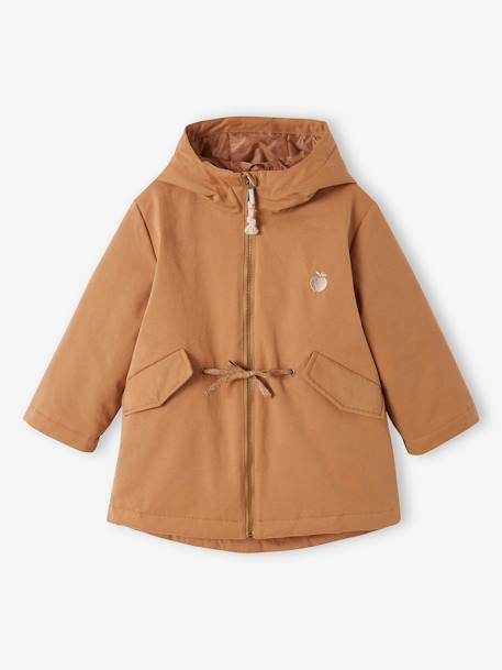 3-in-1 Shiny Hooded Parka with Sherpa Lining, for Girls camel 