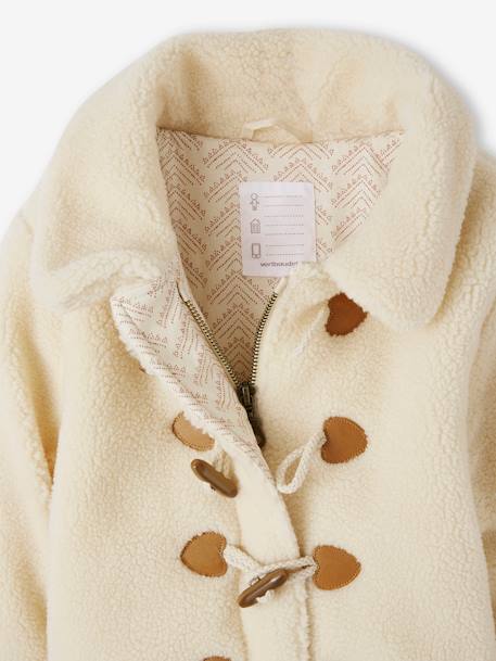 Warm Coat in Sherpa with Toggles for Girls ecru 