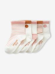 -Pack of 5 Pairs of Dotted/Striped Socks for Baby Girls
