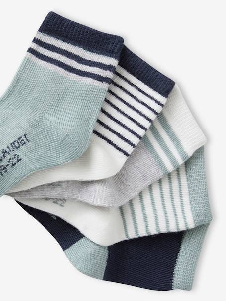 Pack of 5 Pairs of Striped Socks for Baby Boys grey blue 