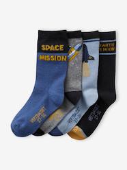 Boys-Pack of 4 Pairs of "Space" Socks for Boys