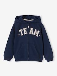 Hooded Jacket with "Team" Sport Motif for Girls