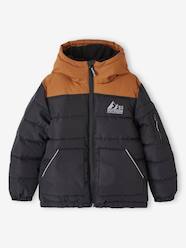 Boys-Coats & Jackets-Padded Jackets-Two-tone Hooded Jacket with Recycled Polyester Padding, for Boys