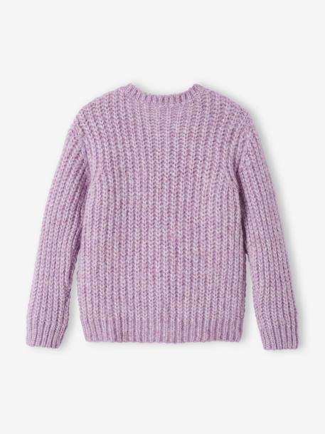 Loose-Fitting Soft Knit Cardigan for Girls lilac+sweet pink 