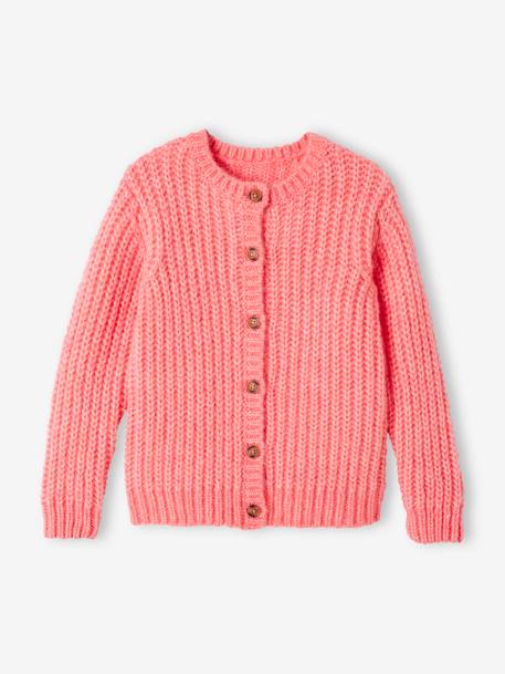 Loose-Fitting Soft Knit Cardigan for Girls sweet pink 