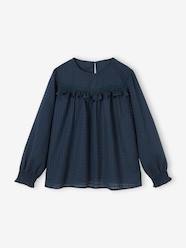 Blouse with Textured-Effect Ruffle for Girls