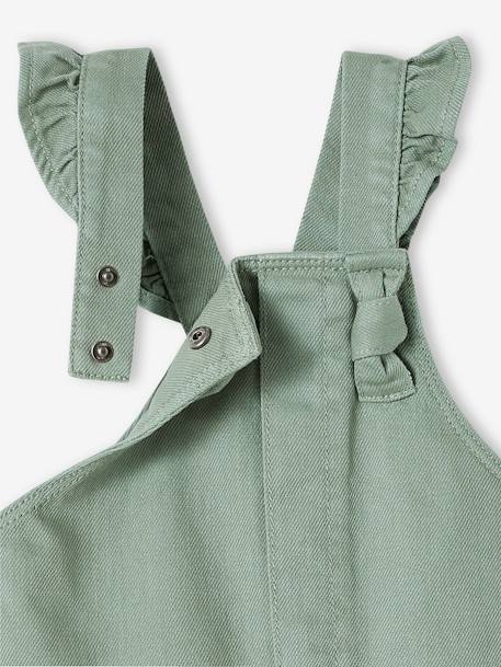 Twill Dungarees with Ruffles, for Babies lilac+sage green 