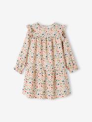 -Frilly Dress with Floral Print for Girls