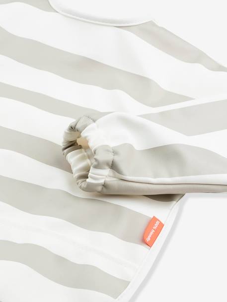 Bib with Sleeves & Pocket, Stripes by DONE BY DEER beige 