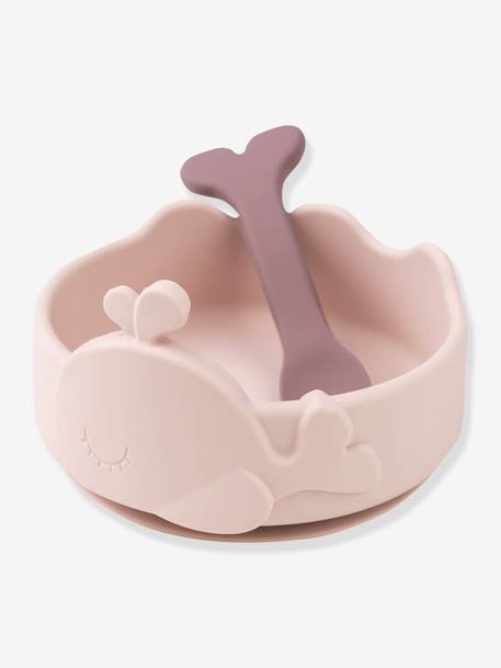 Silicone Stick & Stay Bowl & Spoon, Wally by DONE BY DEER blue+rose 