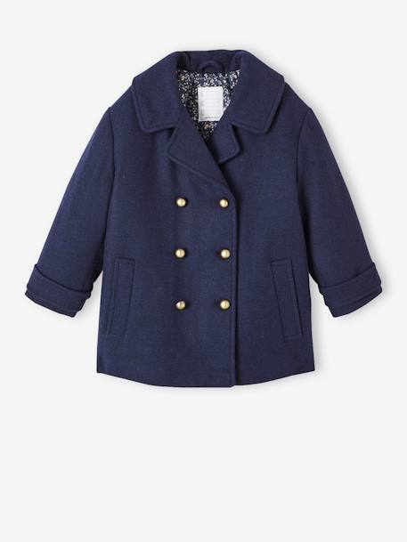 Officer's Coat in Woollen Cloth for Girls navy blue 